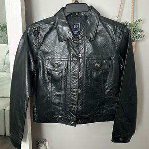 Gap leather button up jacket